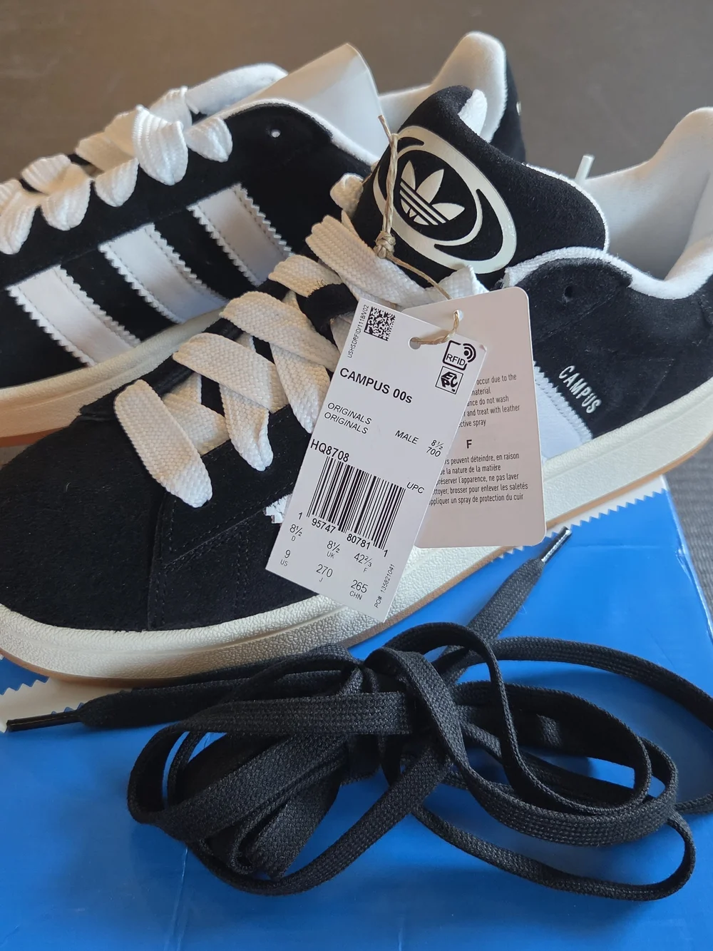 NWT adidas Black and White Campus Suede Sneakers